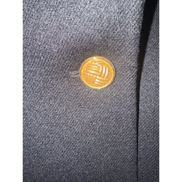Vintage Savanna Black Pure Wool Gold Single Button Classic Blazer Jacket Office - Picture 9 of 10